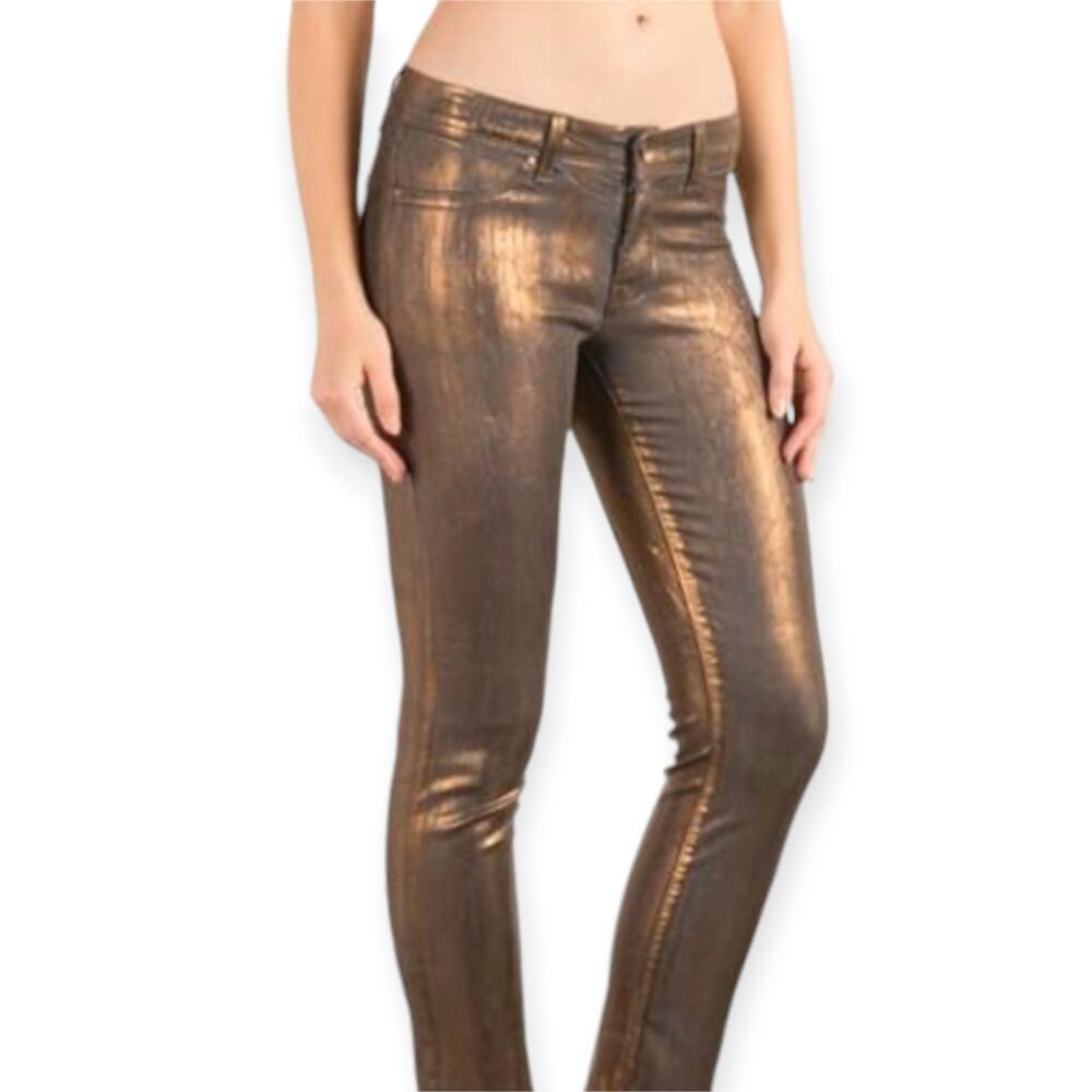 Fidelity | NWT | 32 | Mila Copper Foil Mid-Rise Ankle Slim Stretch Denim Jeans